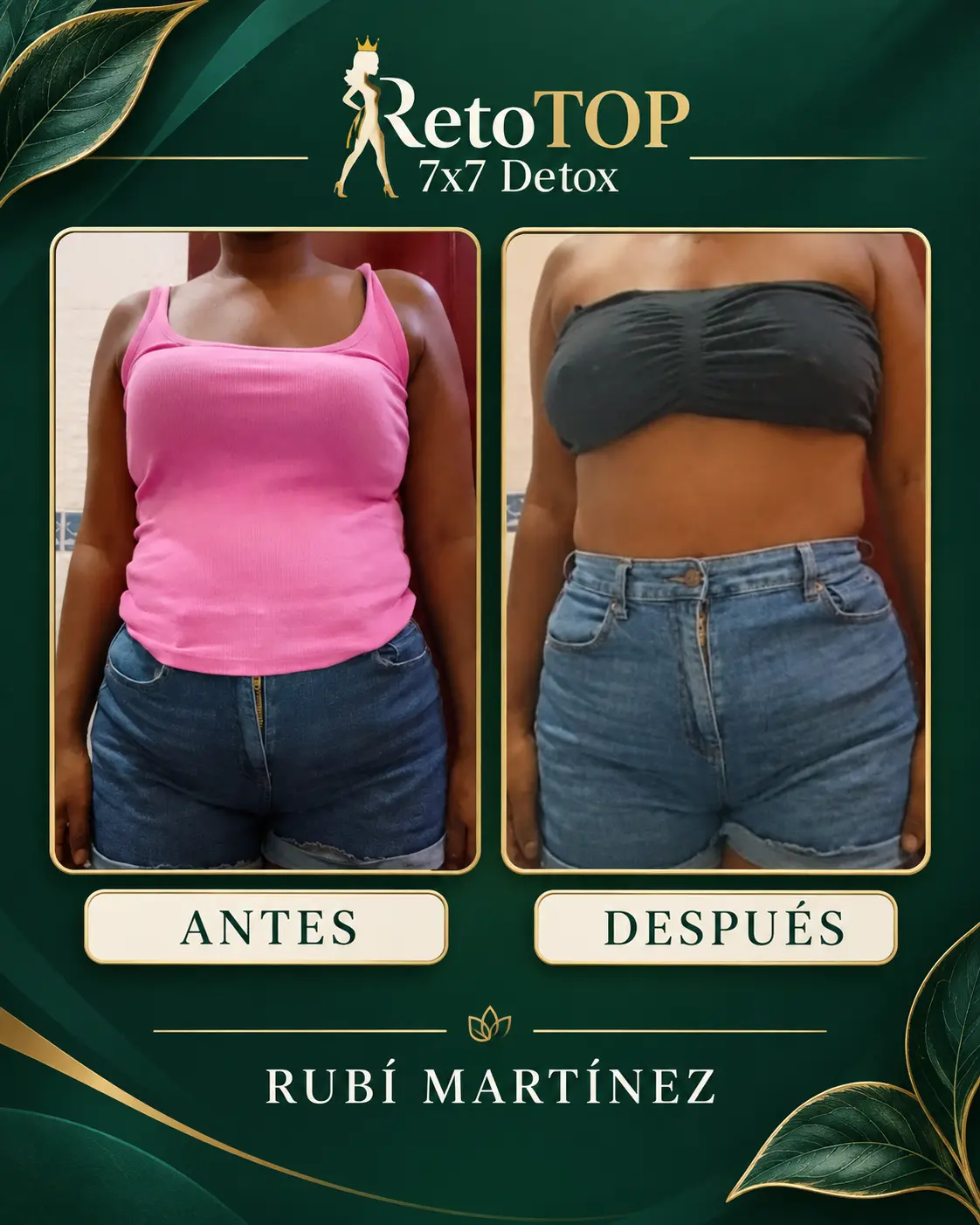 Comparación documentada de Rubí Martínez: antes y después